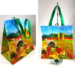 Farm Vegetable Reusable Woven Polypropylene Market Grocery Tote Bag